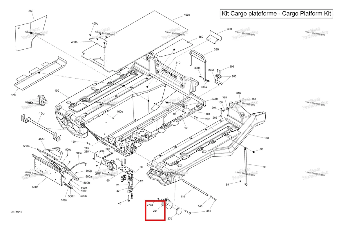 Деталь 708301539 на схеме узла 2019 Can-Am Outlander MAX 6X6 - 650 EFI Cargo 6X6 - Cargo Platform Kit
