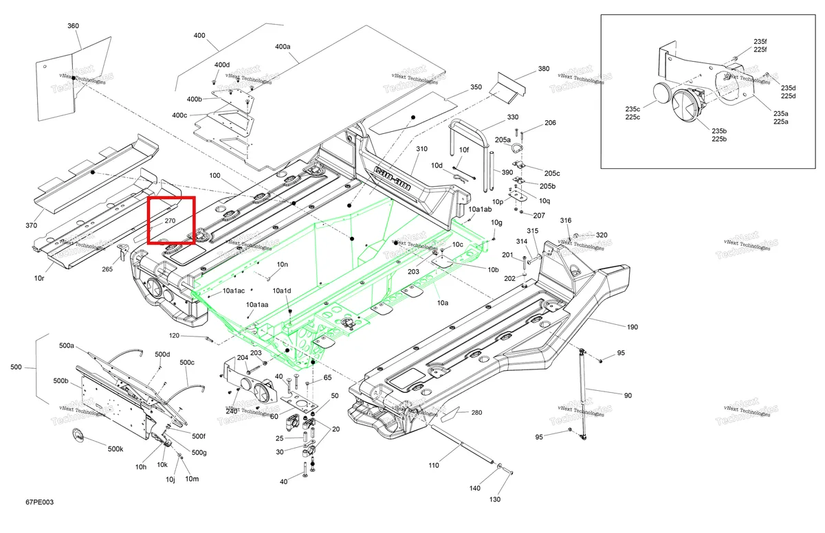 Деталь 708301617 на схеме узла 2025 Can-Am OUT-MAX - 6X6 - XT - 1000 EFI - 5ZSA - Boreal Green Body - Cargo Platform