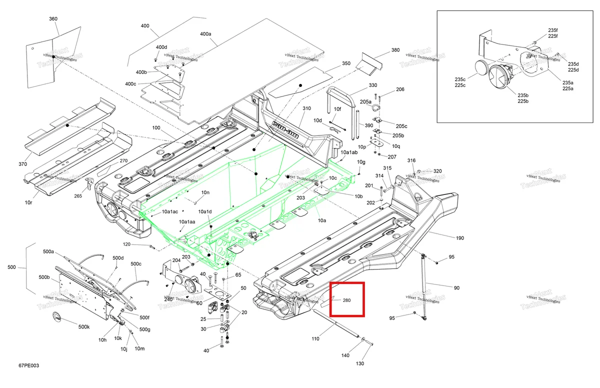 Деталь 708301618 на схеме узла 2025 Can-Am OUT-MAX - 6X6 - XT - 1000 EFI - 5ZSA - Boreal Green Body - Cargo Platform