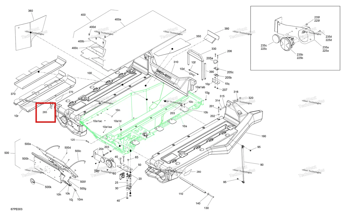 Деталь 708301639 на схеме узла 2025 Can-Am OUT-MAX - 6X6 - XT - 1000 EFI - 5ZSA - Boreal Green Body - Cargo Platform