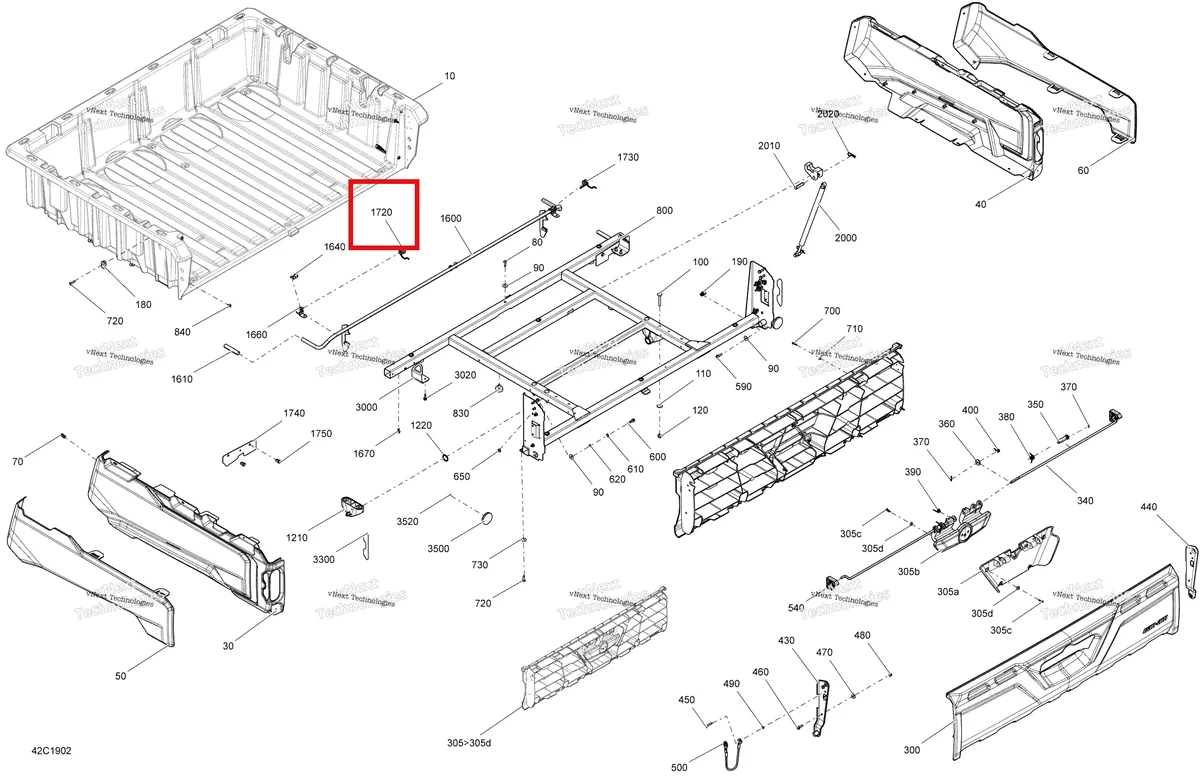 Деталь 708301983 на схеме узла 2019 Can-Am TRAXTER HD5 - T1B SERIES Rear Cargo Box - T1b - Hd5
