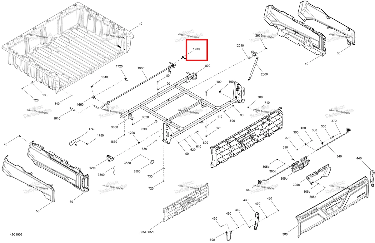 Деталь 708301984 на схеме узла 2019 Can-Am TRAXTER HD5 - T1B SERIES Rear Cargo Box - T1b - Hd5