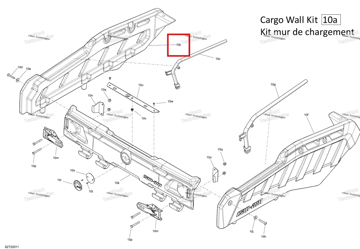 Деталь 708302078 на схеме узла 2021 Can-Am Outlander MAX 6X6 - 650 EFI - DPS Cargo - Kit Cargo Wall