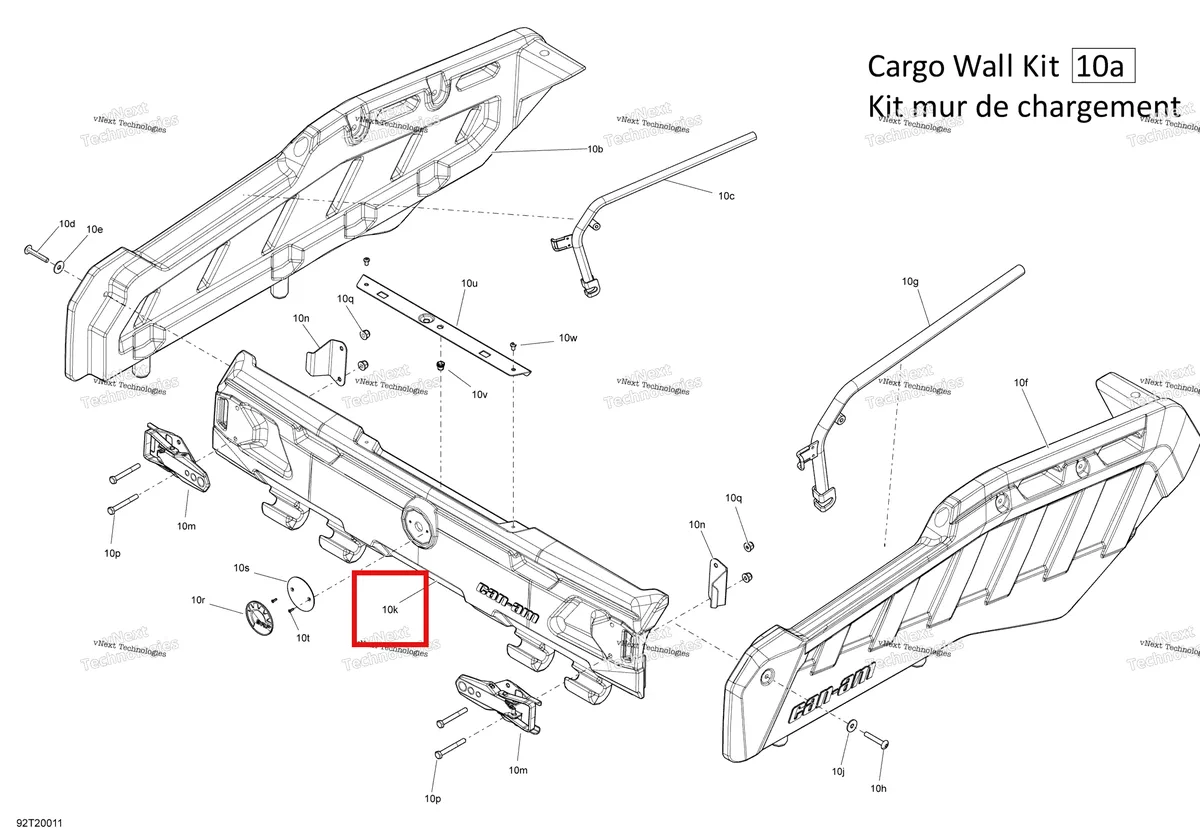Деталь 708302080 на схеме узла 2021 Can-Am Outlander MAX 6X6 - 650 EFI - DPS Cargo - Kit Cargo Wall