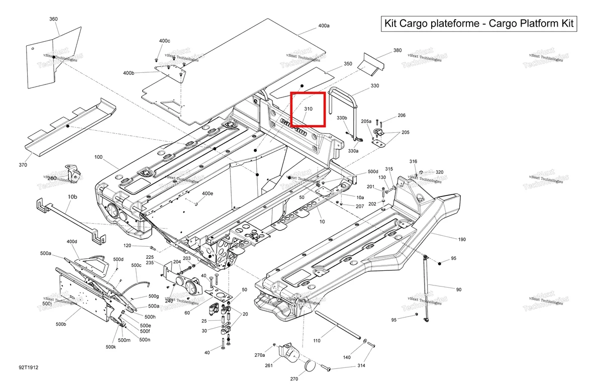 Деталь 708302081 на схеме узла 2019 Can-Am Outlander MAX 6X6 - 650 EFI Cargo 6X6 - Cargo Platform Kit