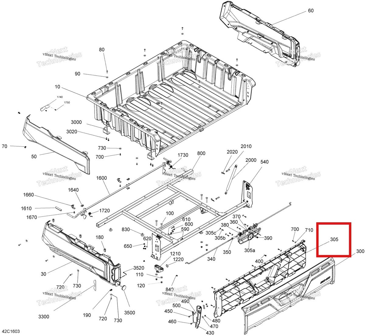 Деталь 708302213 на схеме узла 2016 Can-Am TRAXTER HD8 Rear Cargo Box