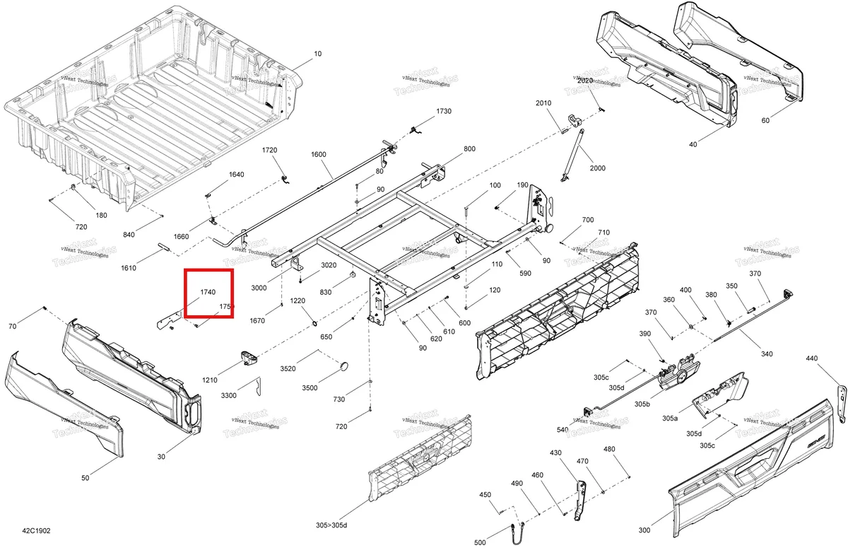 Деталь 708302267 на схеме узла 2019 Can-Am TRAXTER HD5 - T1B SERIES Rear Cargo Box - T1b - Hd5