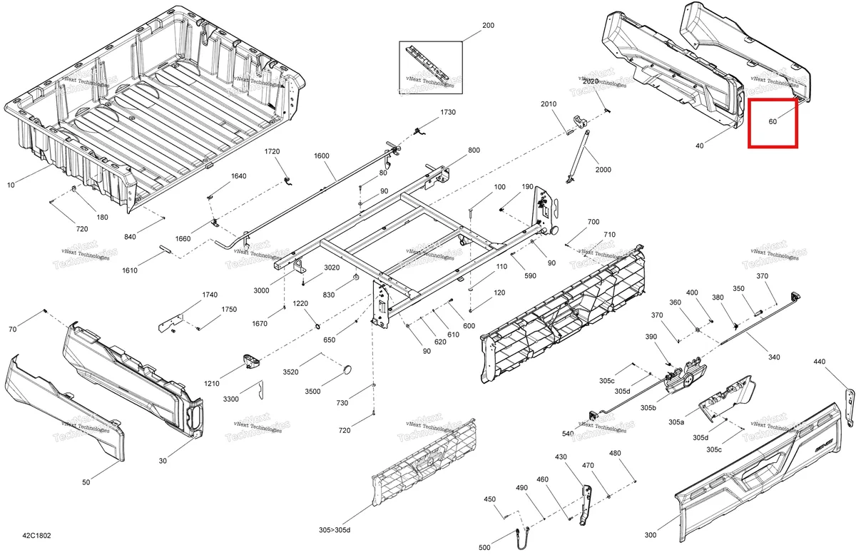 Деталь 708302288 на схеме узла 2018 Can-Am TRAXTER HD8 Rear Cargo Box Traxter