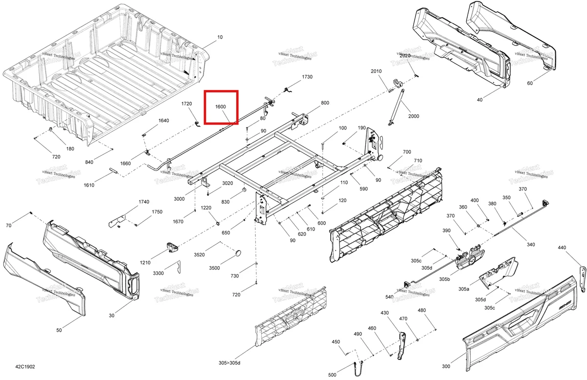 Деталь 708302296 на схеме узла 2019 Can-Am TRAXTER HD5 - T1B SERIES Rear Cargo Box - T1b - Hd5