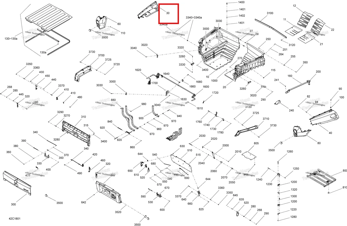 Деталь 708302340 на схеме узла 2018 Can-Am COMMANDER MAX 800R EFI Rear Cargo Box Commander
