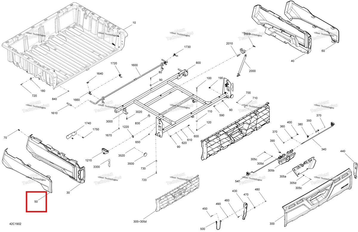 Деталь 708302469 на схеме узла 2019 Can-Am TRAXTER HD5 - T1B SERIES Rear Cargo Box - T1b - Hd5