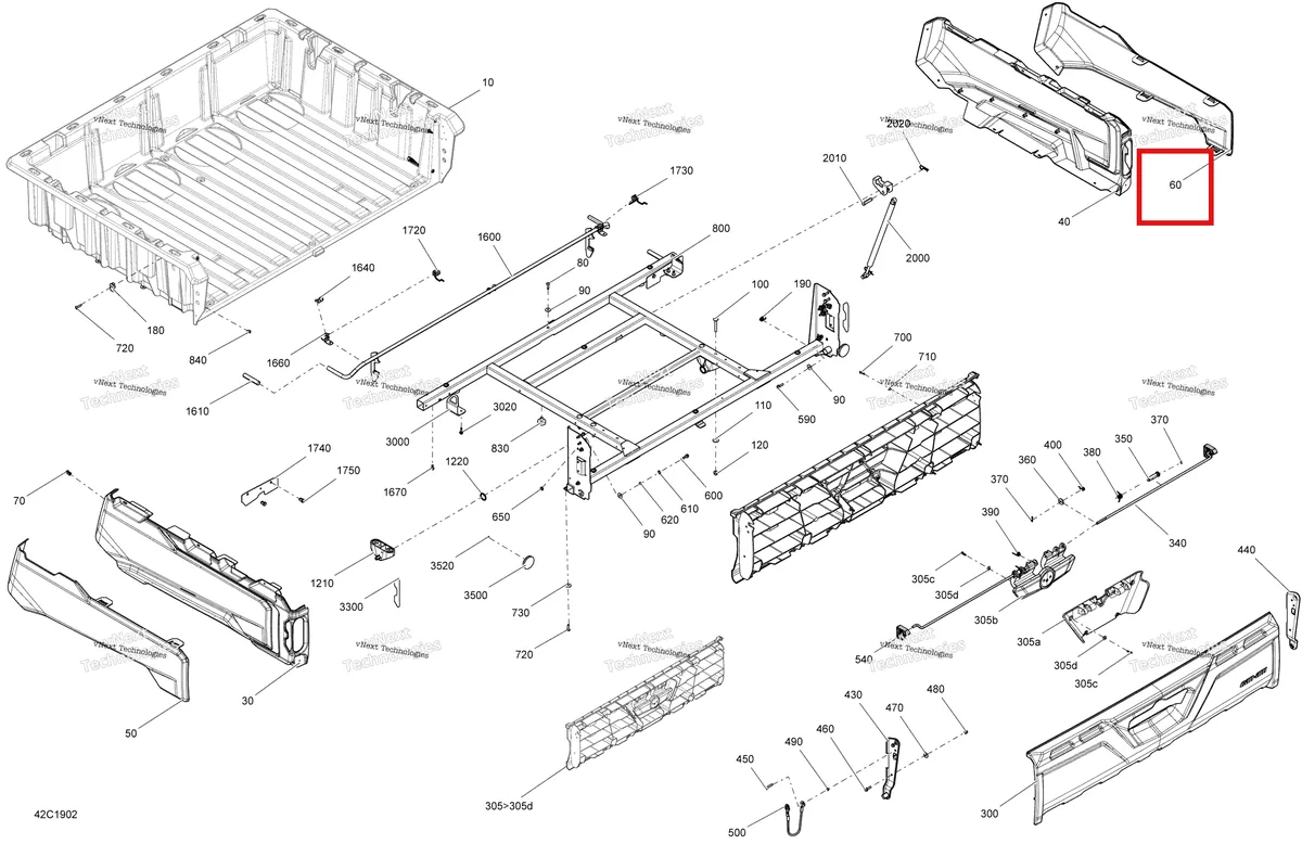 Деталь 708302470 на схеме узла 2019 Can-Am TRAXTER HD5 - T1B SERIES Rear Cargo Box - T1b - Hd5