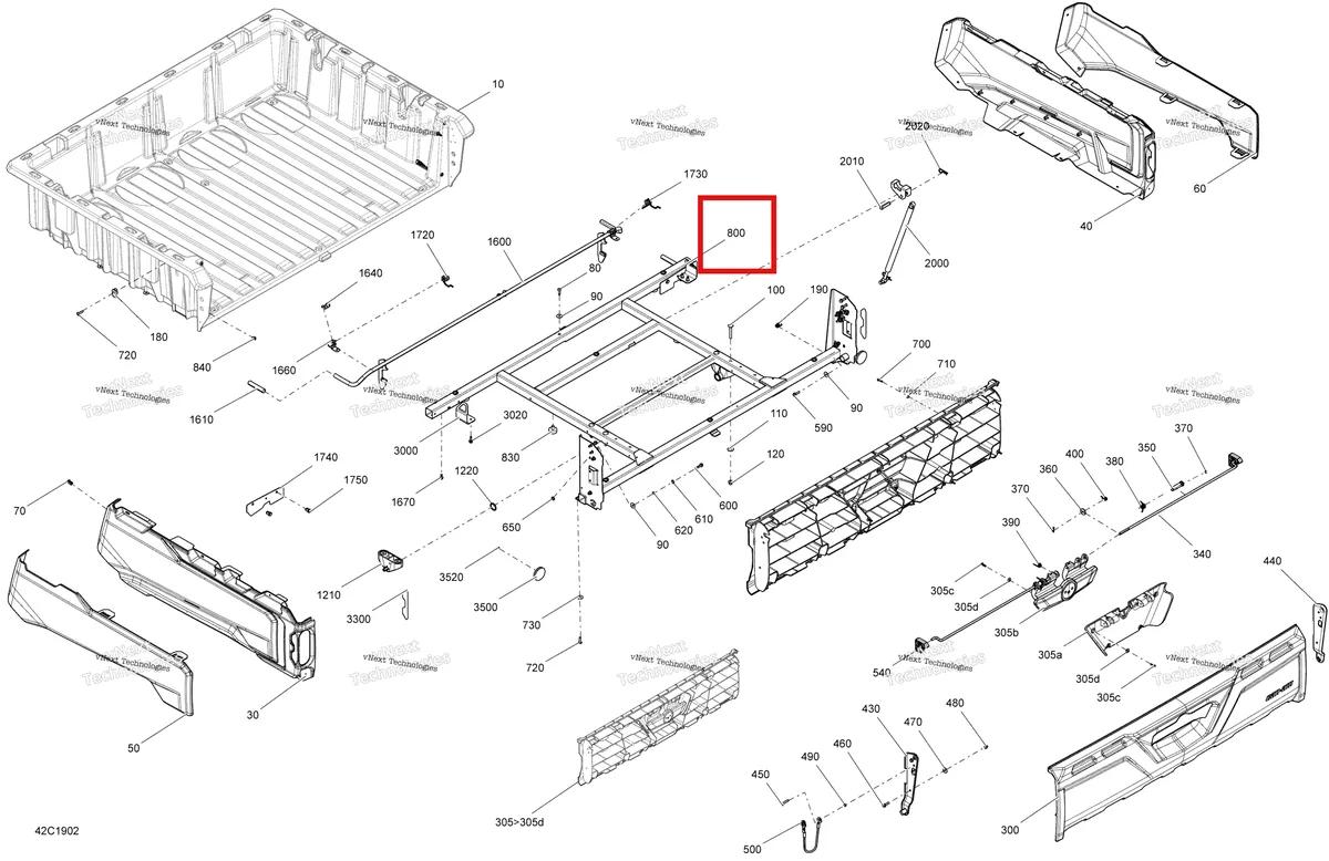 Деталь 708302740 на схеме узла 2019 Can-Am TRAXTER HD5 - T1B SERIES Rear Cargo Box - T1b - Hd5
