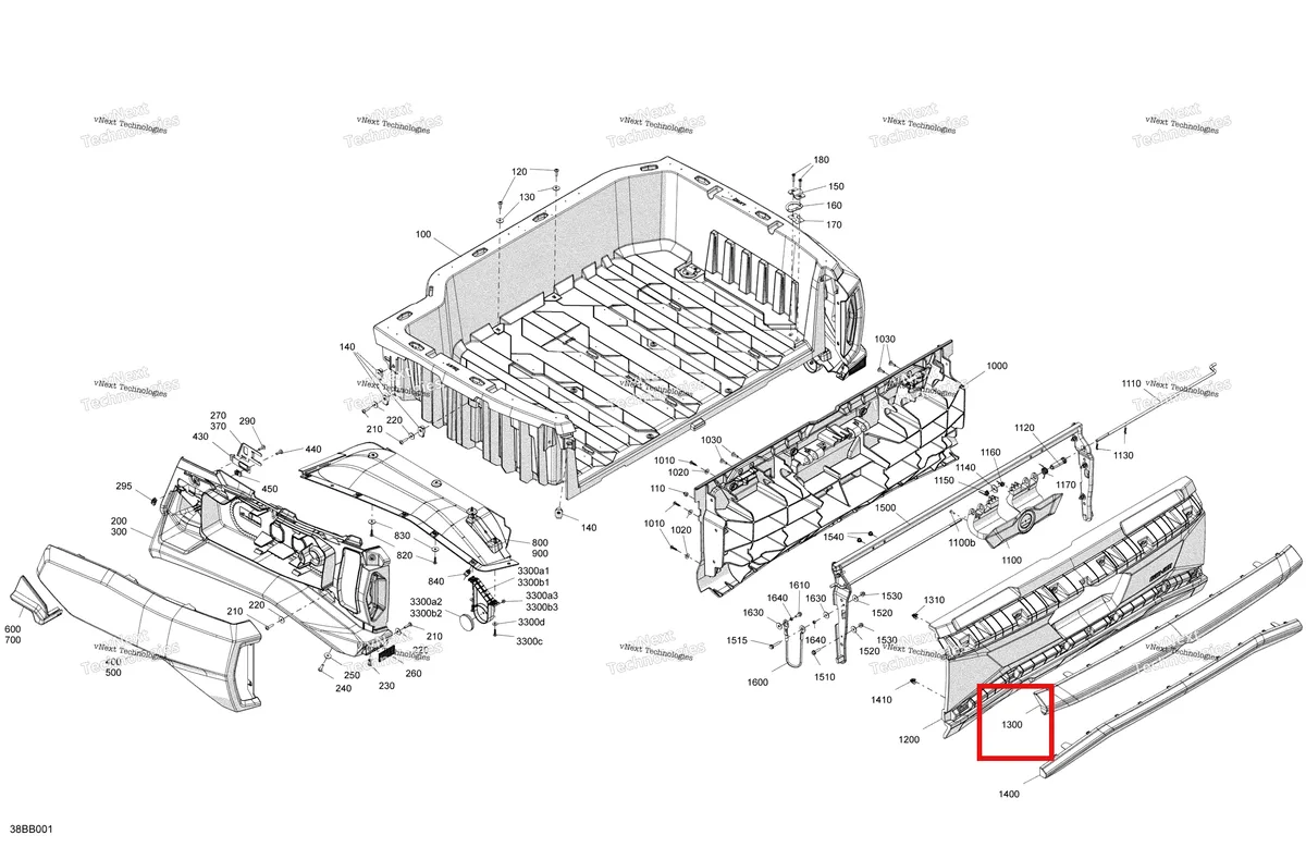 Деталь 708303390 (Tundra зелёный верхний Tailgate облицовка Can-Am Commander 1000R EFI DPS (2022) (708303390)) на схеме узла 2022 Can-Am Commander MAX 1000R EFI - DPS Body - Cargo - Upper Section