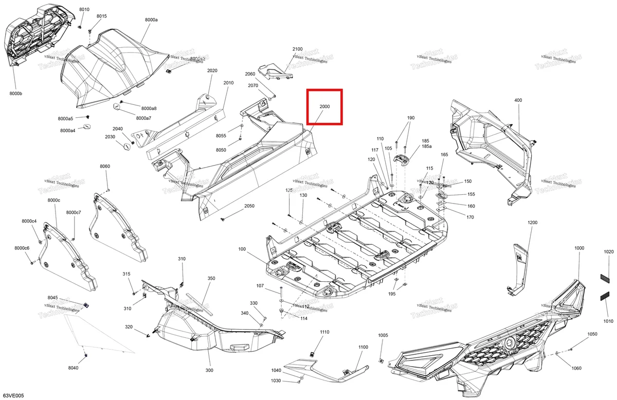 Деталь 708303964 на схеме узла 2025 Can-Am Maverick R - 996NT - BASE - 9BSC - Catalyst Gray - 77