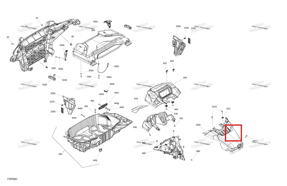 Деталь 708304440 (Retaining трос Can-Am Outlander 4x4 XMR 1000R (2025) (708304440)) на схеме узла 2026 Can-Am OUTLANDER - 2X4 - STD - 500 - 1KTB - Legion Red Body - Front Section