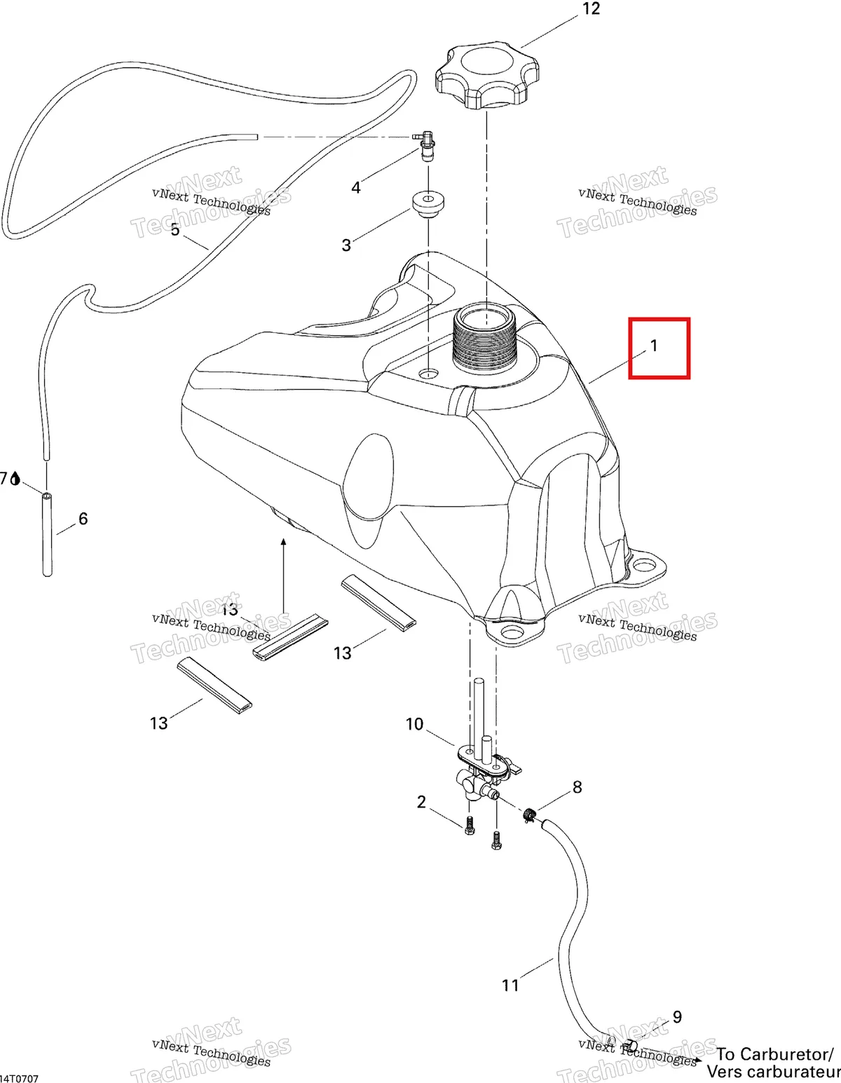 Деталь 709000010 на схеме узла 2007 Can-Am DS 650 X Fuel System