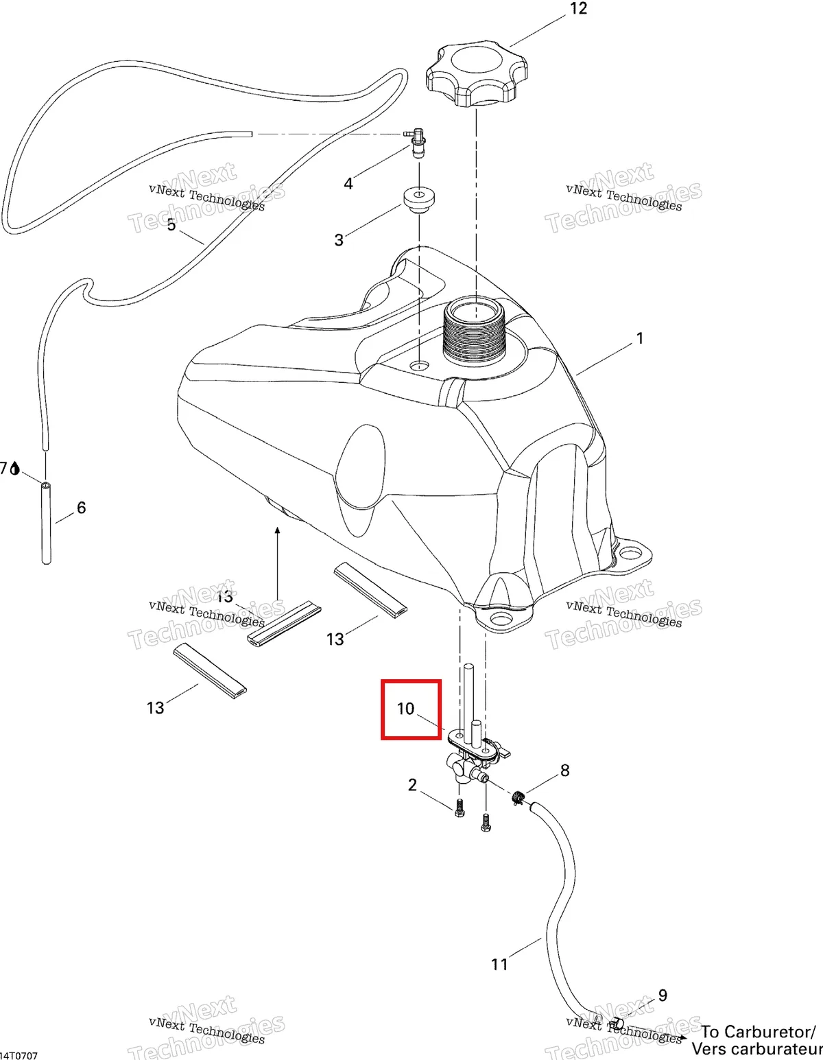 Деталь 709000011 на схеме узла 2007 Can-Am DS 650 X Fuel System