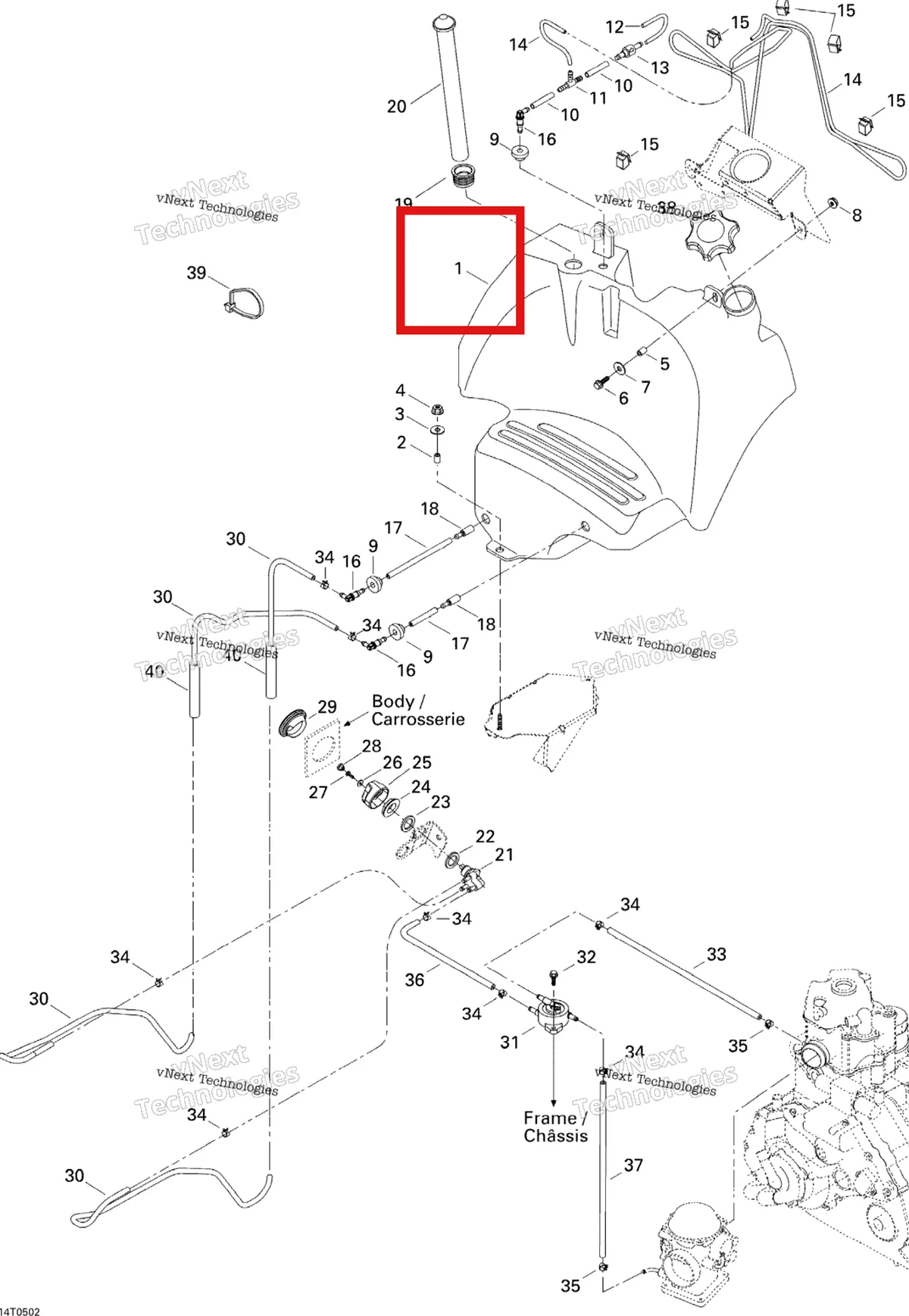 Деталь 709000025 на схеме узла 2005 Can-Am Traxter 5 Speed Fuel System