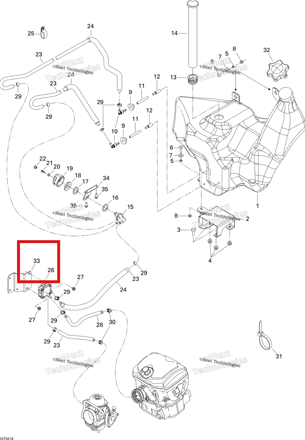 Деталь 709000040 на схеме узла 2004 Can-Am Quest MAX Fuel System