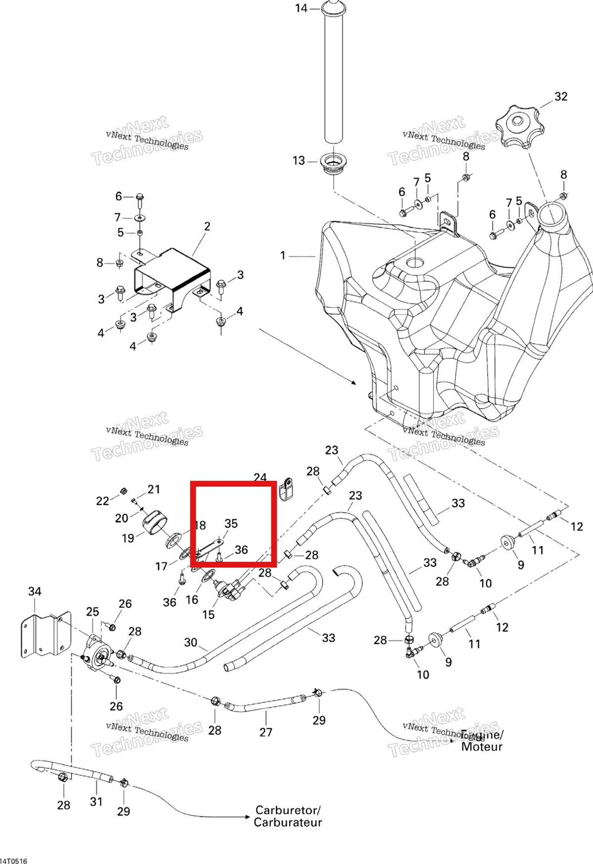 Деталь 709000070 на схеме узла Fuel System