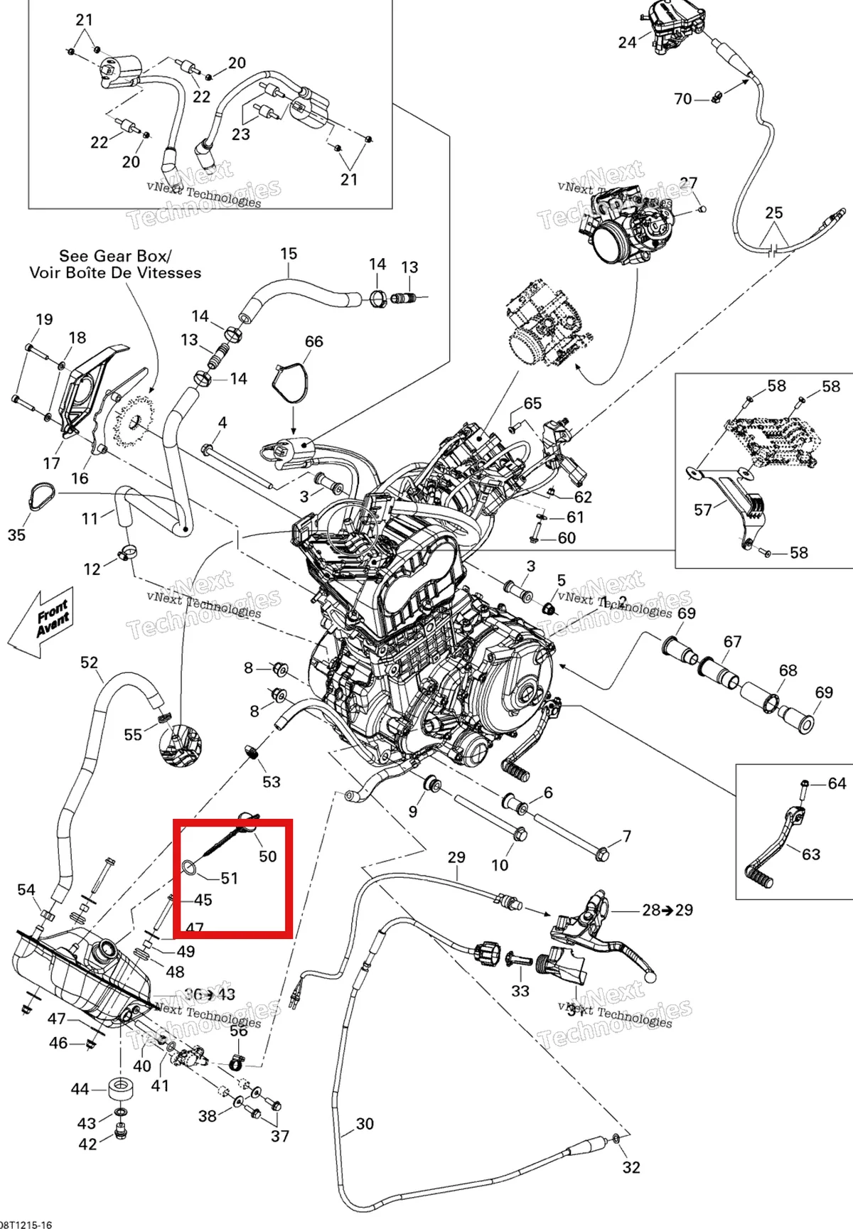Деталь 709000089 на схеме узла 2015 Can-Am DS 450EFI STD Engine And Engine Support