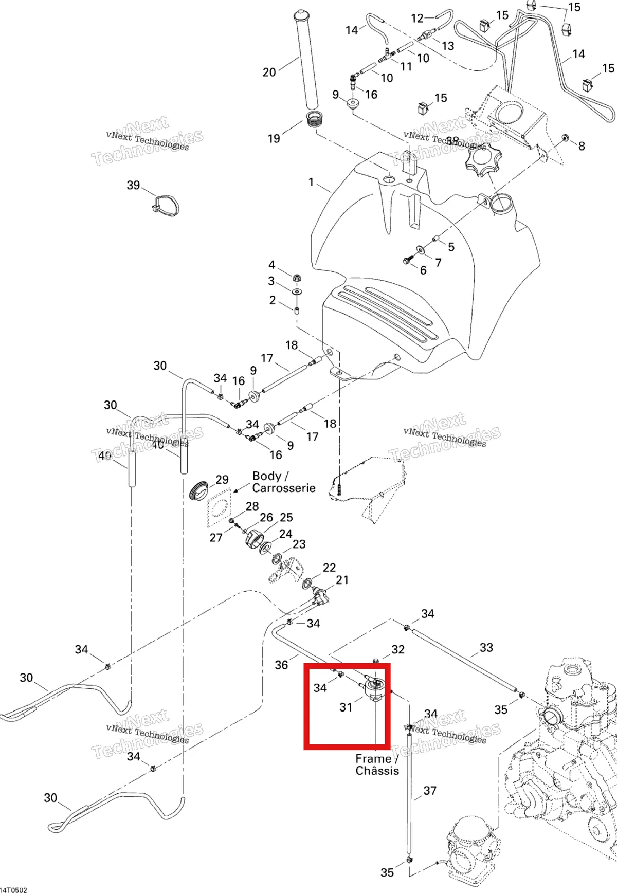 Деталь 709000103 на схеме узла 2005 Can-Am Traxter 5 Speed Fuel System