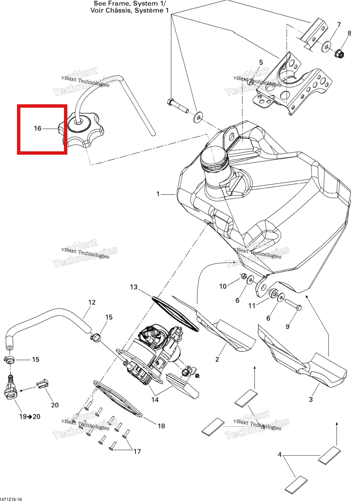 Деталь 709000117 на схеме узла 2015 Can-Am DS 450EFI STD Fuel System