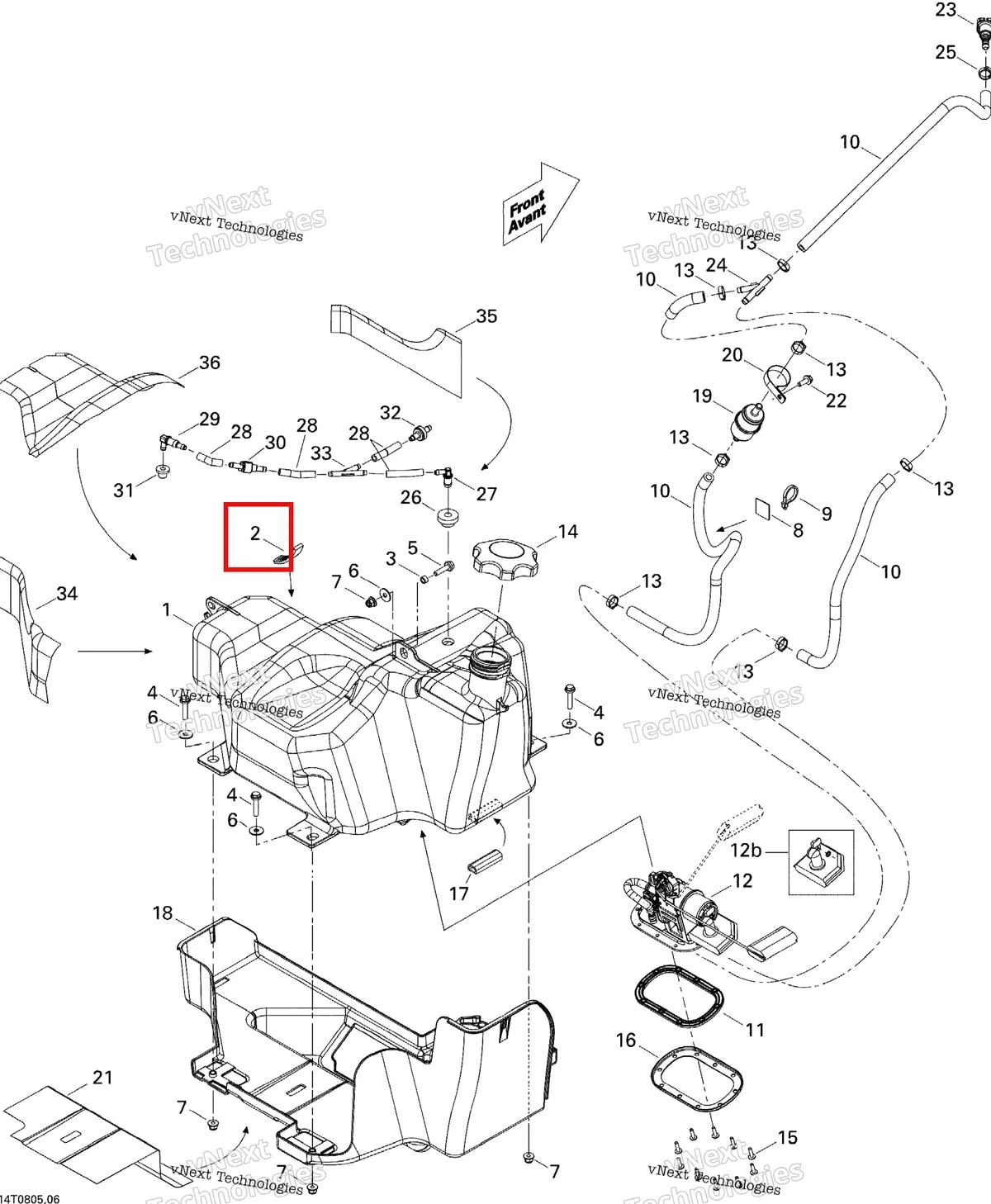 Деталь 709000153 на схеме узла 2008 Can-Am Outlander 400 EFI STD Fuel Tank
