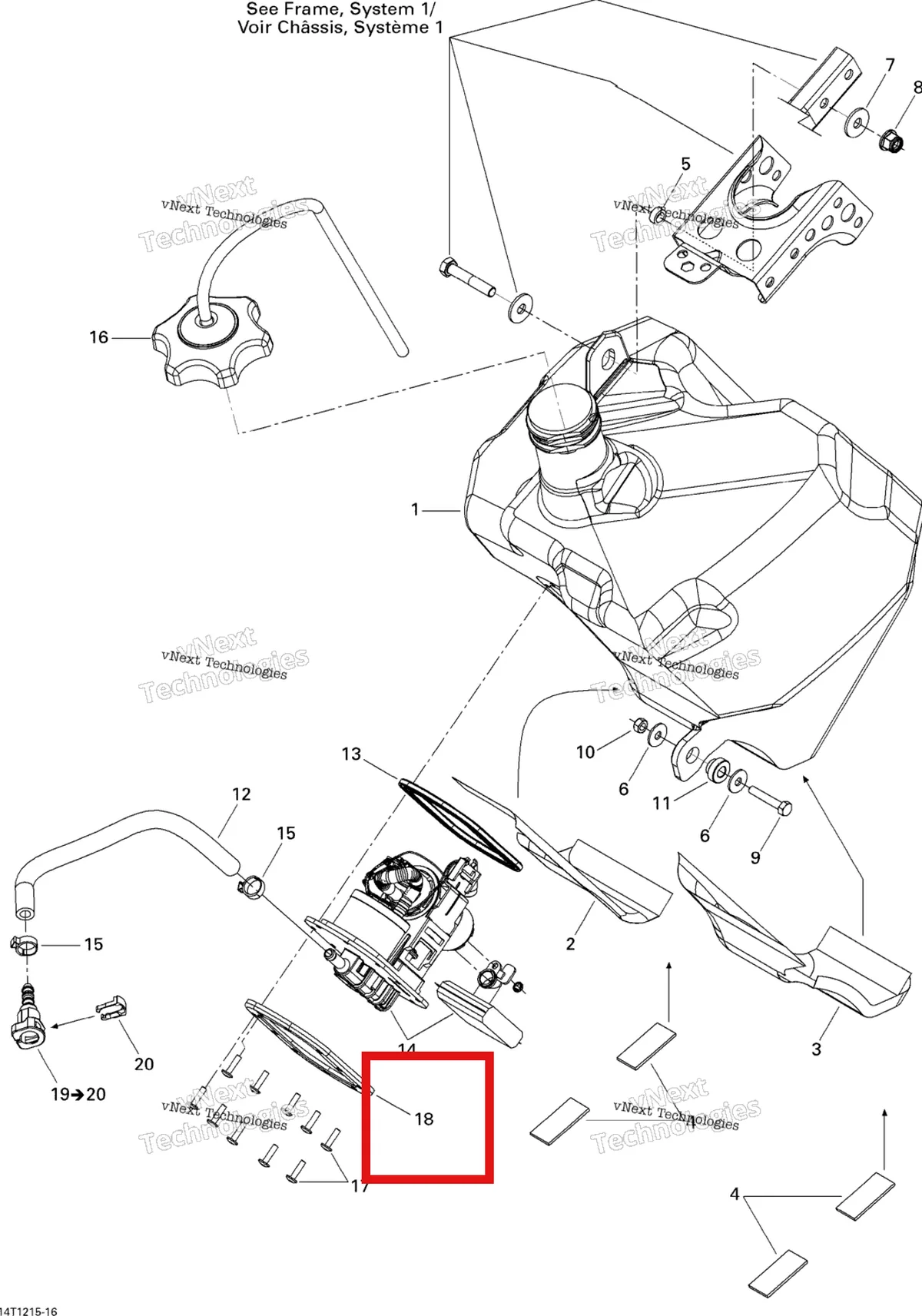Деталь 709000170 на схеме узла 2015 Can-Am DS 450EFI STD Fuel System