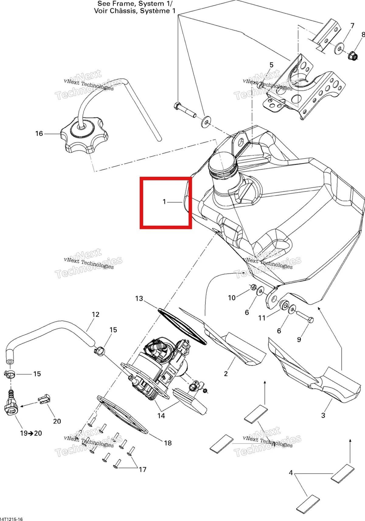 Деталь 709000237 на схеме узла 2015 Can-Am DS 450EFI STD Fuel System