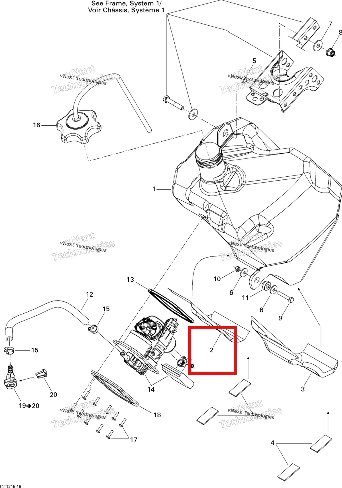 Деталь 709000242 на схеме узла 2015 Can-Am DS 450EFI STD Fuel System