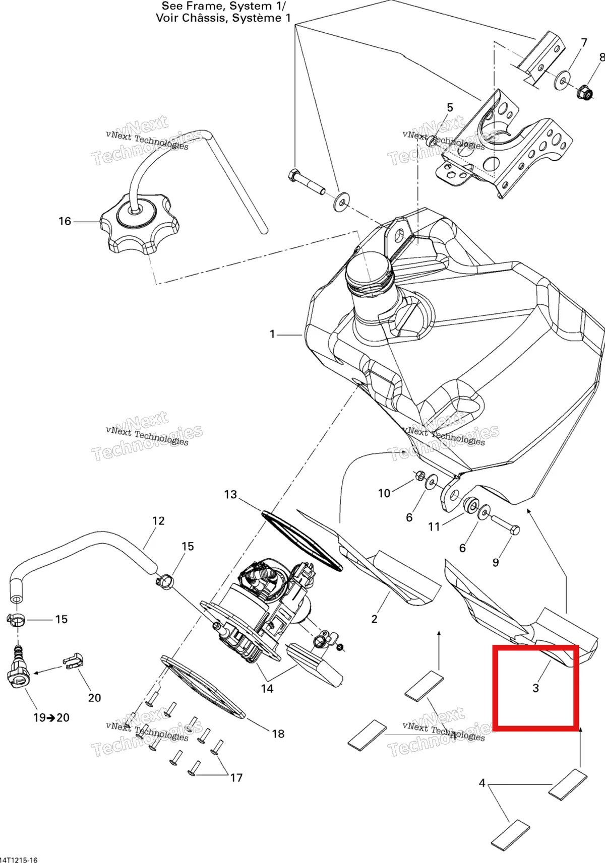 Деталь 709000243 на схеме узла 2015 Can-Am DS 450EFI STD Fuel System