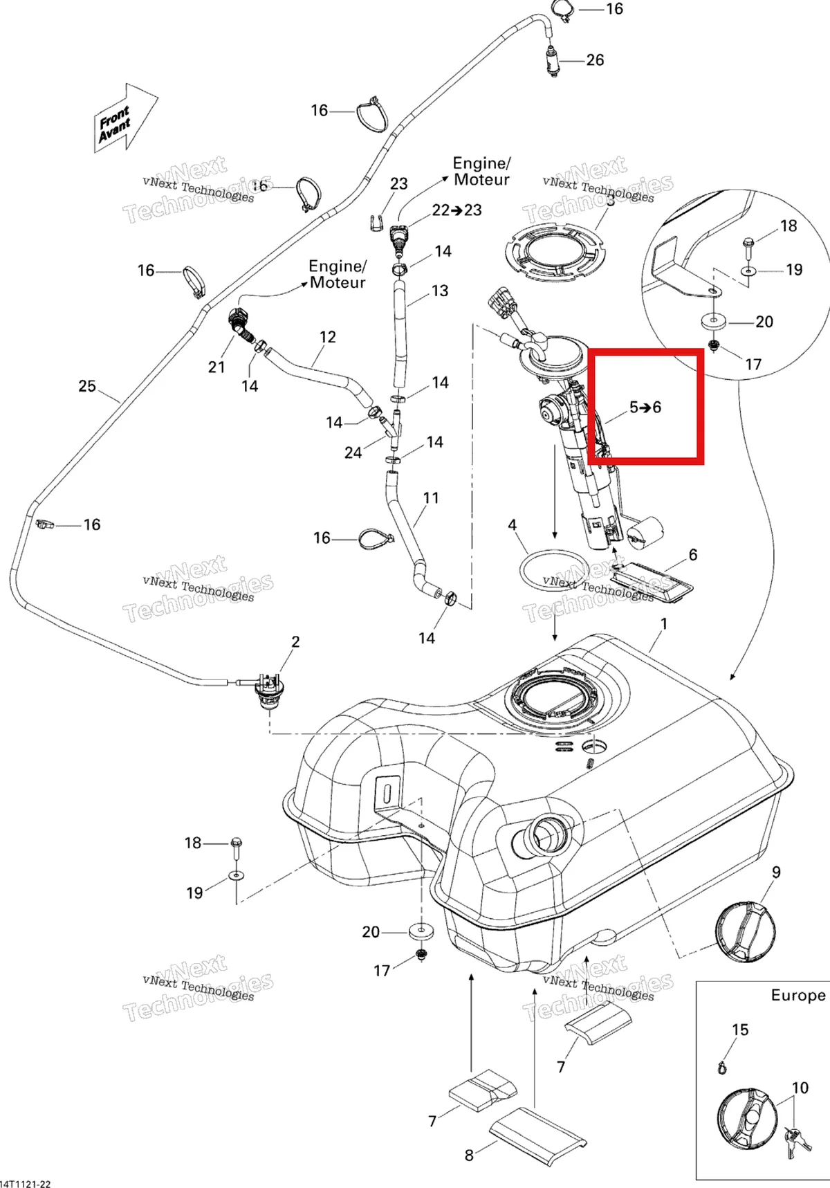 Деталь 709000270 на схеме узла 2011 Can-Am Commander 1000 Fuel System