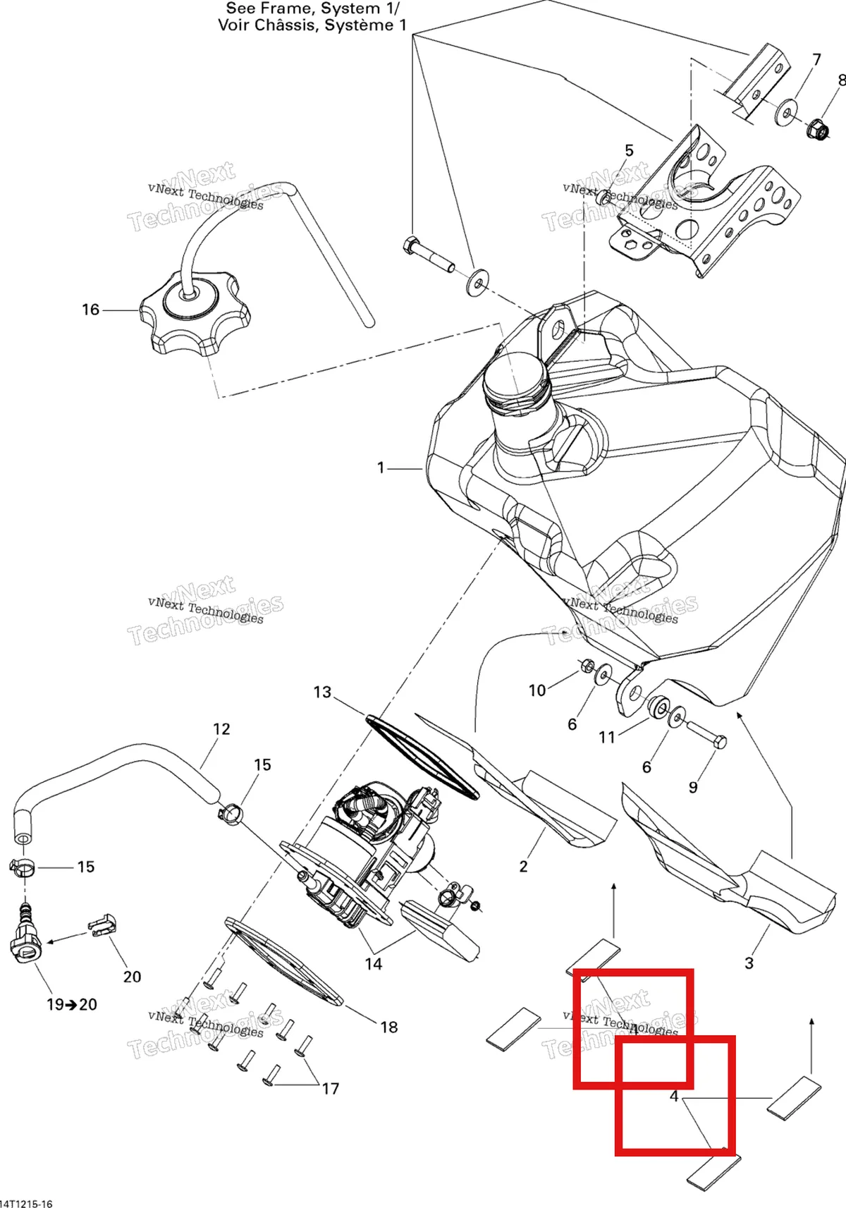 Деталь 709000401 на схеме узла 2015 Can-Am DS 450EFI STD Fuel System