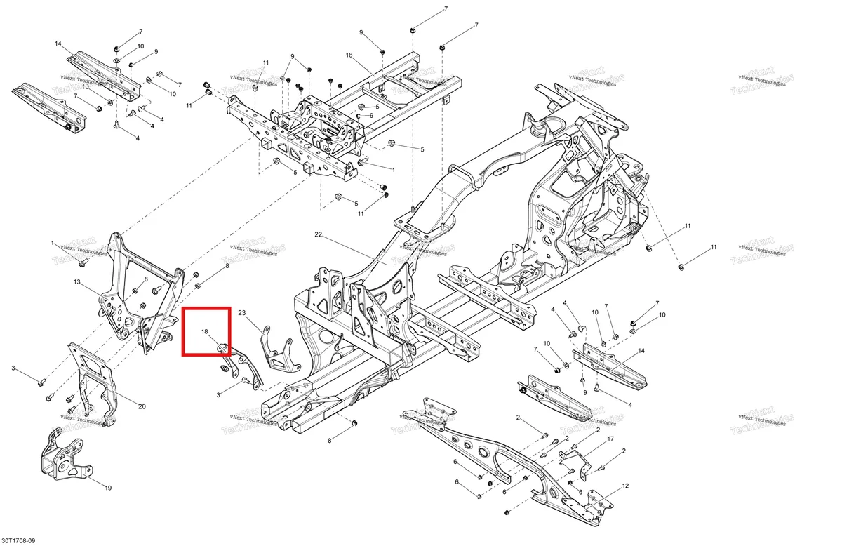 Деталь 709000535 на схеме узла 2018 Can-Am OUTLANDER 6X6 - 650 EFI Frame