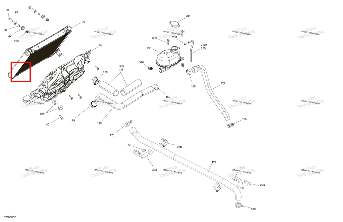Деталь 709000582 (Уплотнитель резиновый) на схеме узла 2023 Can-Am Outlander 450 EFI - STD Engine - Cooling