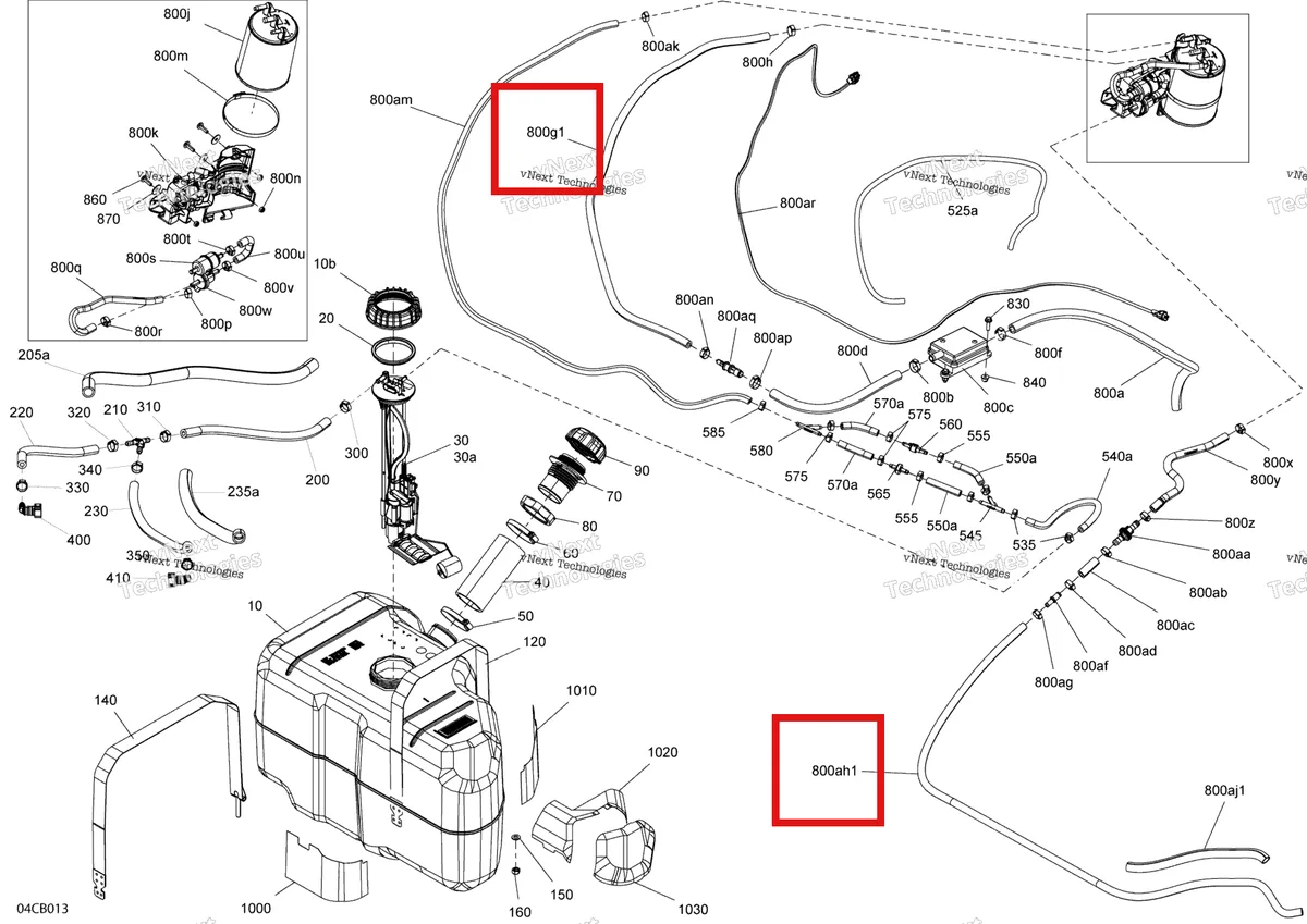Деталь 709000666 (Шланг (410мм)) на схеме узла Engine - Fuel - Evap