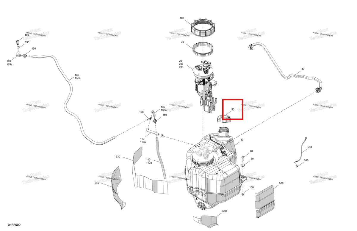 Деталь 709000868 на схеме узла 2026 Can-Am OUTLANDER - 4X4 - STD - 700 - 1CTC - Legion Red Engine - Fuel