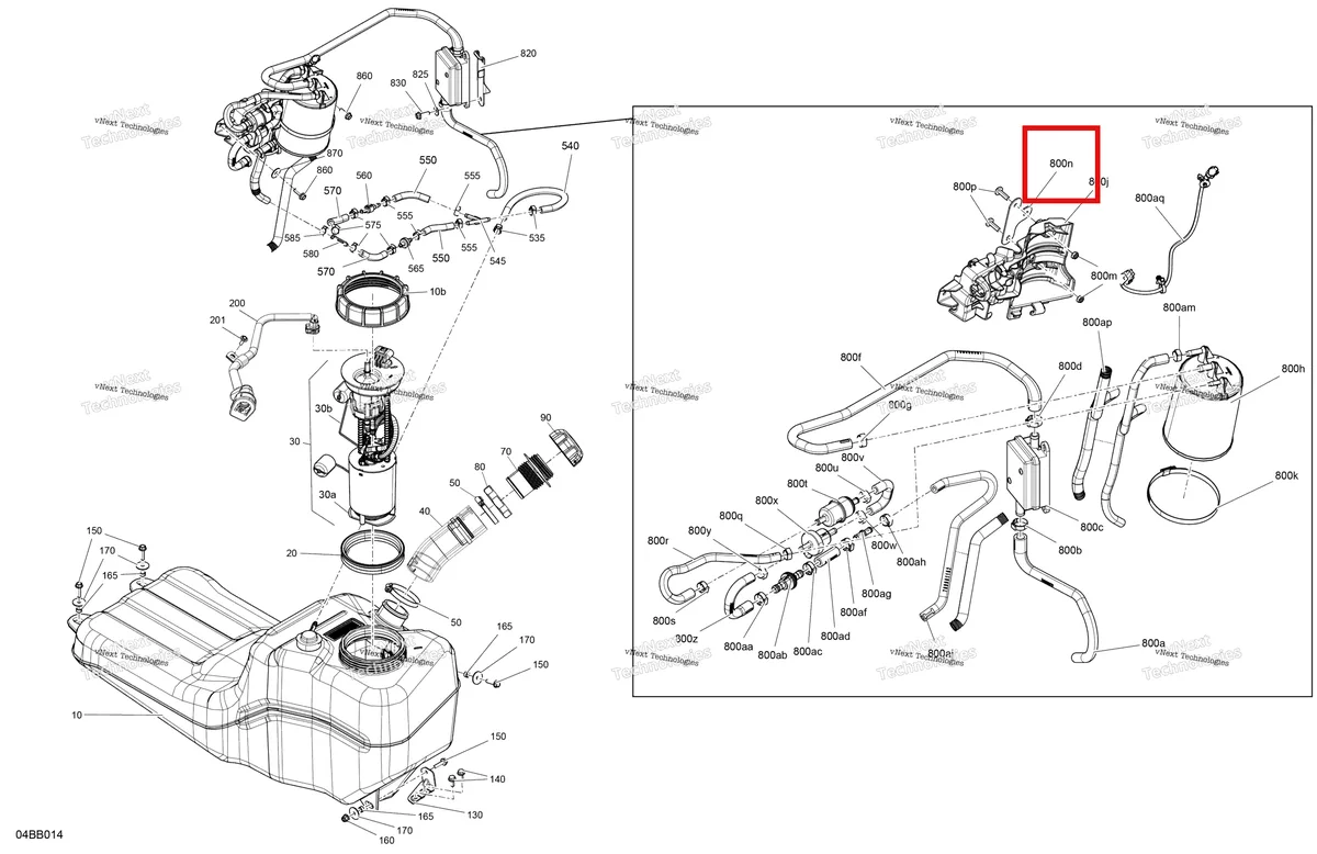 Деталь 709000936 на схеме узла 2023 Can-Am Commander 700 EFI - DPS Engine - Fuel - Evap