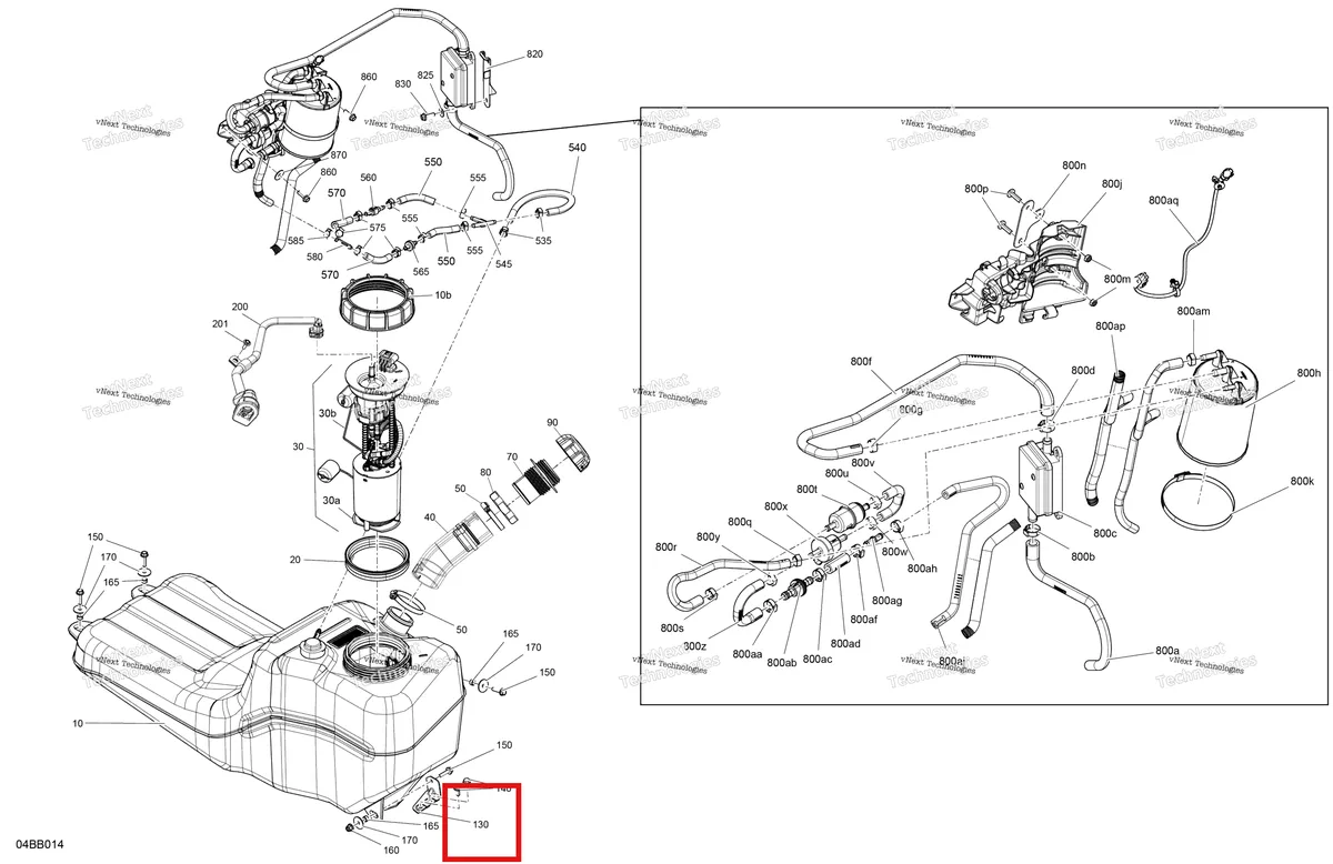 Деталь 709000997 на схеме узла 2023 Can-Am Commander 700 EFI - DPS Engine - Fuel - Evap