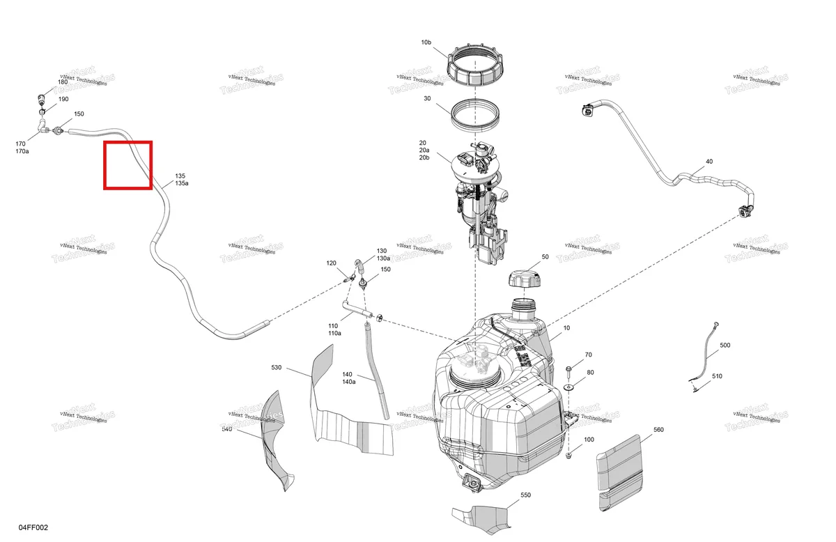 Деталь 709001120 на схеме узла 2026 Can-Am OUTLANDER - 2X4 - STD - 500 - 1KTB - Legion Red Engine - Fuel