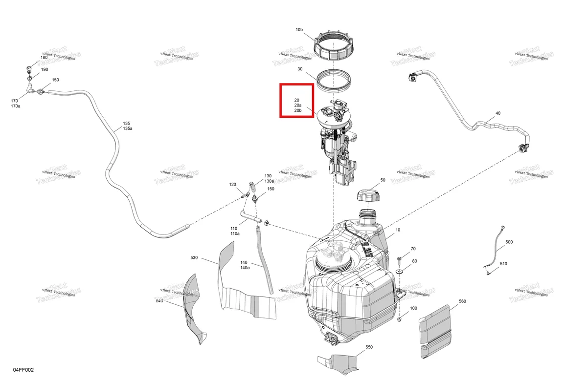 Деталь 709001192 (Топливный насос включает 20 to 20 b Can-Am Outlander 4x4 XT 1000R (2025) (709001192)) на схеме узла 2026 Can-Am OUTLANDER - 4X4 - STD - 700 - 1CTC - Legion Red Engine - Fuel