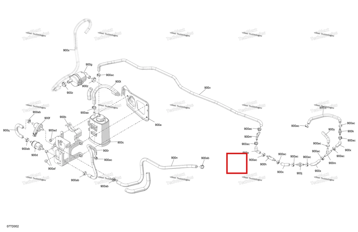 Деталь 709001227 (Шланг Can-Am Outlander 570 EFI XT (2022) (709001227)) на схеме узла 2024 Can-Am Outlander 850 EFI 4X4 - 2ARB - DPS Package - Granite Grey 000ARB00 Engine - Canister Charcoal Ass'y