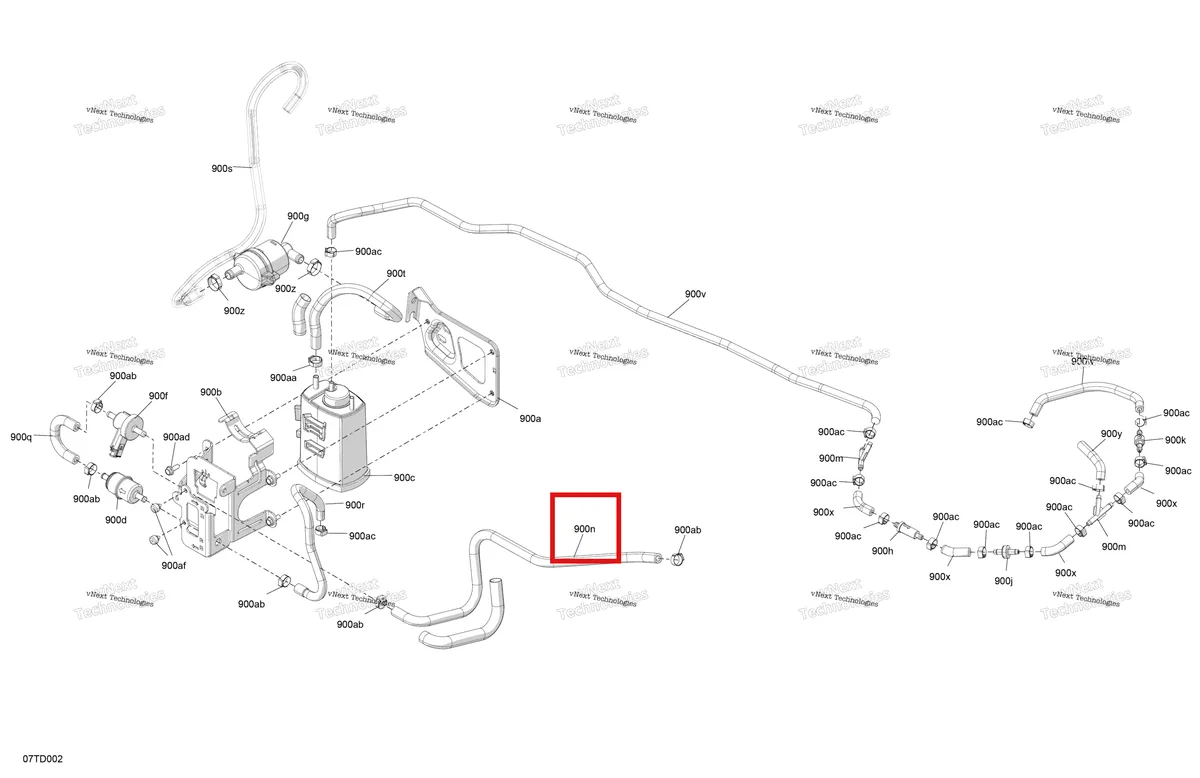 Деталь 709001237 (Шланг Can-Am Outlander 570 EFI XT (2022) (709001237)) на схеме узла 2024 Can-Am Outlander 1000R EFI 4X4 - 5XRB - XT-P Package - Hyper Silver Engine - Canister Charcoal Ass'y