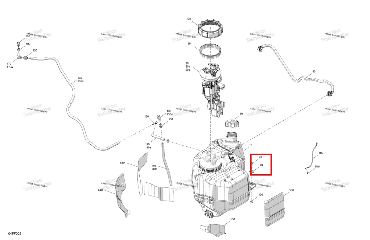 Деталь 709001343 (Shouldered втулка Can-Am Outlander 4x4 XT 1000R (2025) (709001343)) на схеме узла 2026 Can-Am OUTLANDER - 4X4 - STD - 700 - 1CTC - Legion Red Engine - Fuel