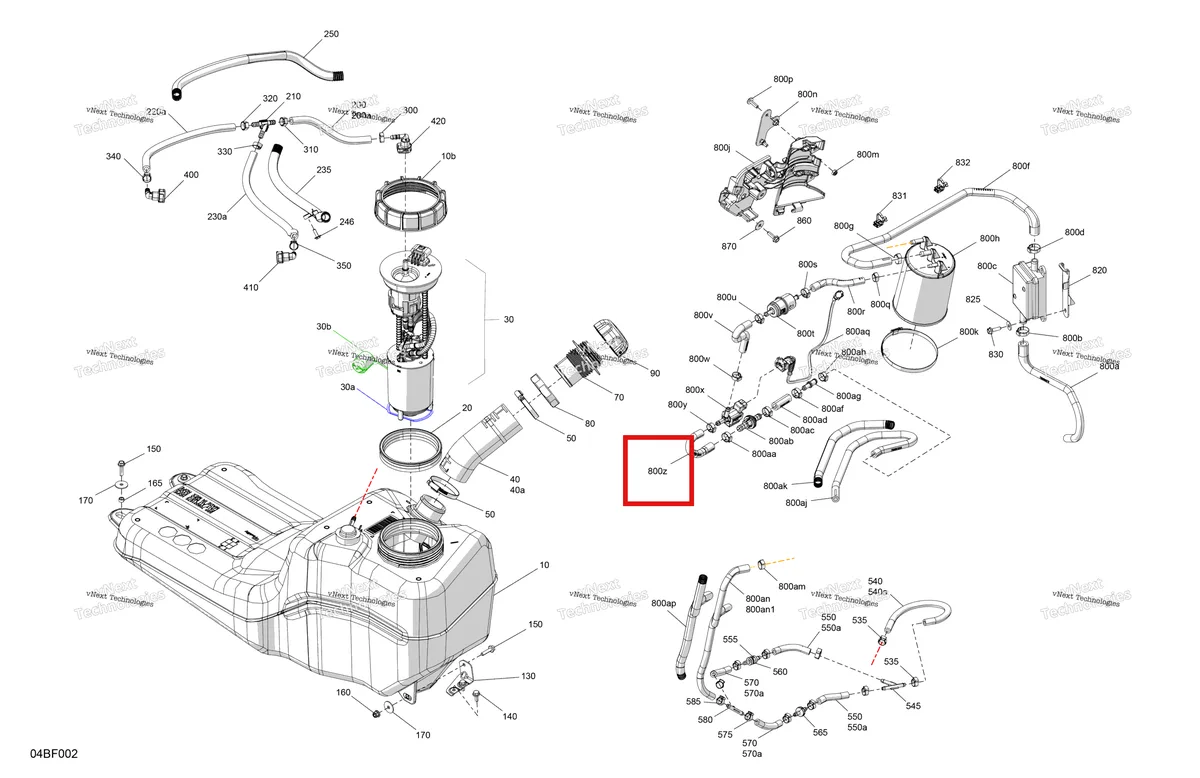 Деталь 709001564 (Formed Charcoal Canister шланг Can-Am Commander 1000R EFI XT (2026) (709001564)) на схеме узла 2026 Can-Am Commander MAX - 1000R EFI - XT - 6KTB - Timeless Black Metallic - 64
