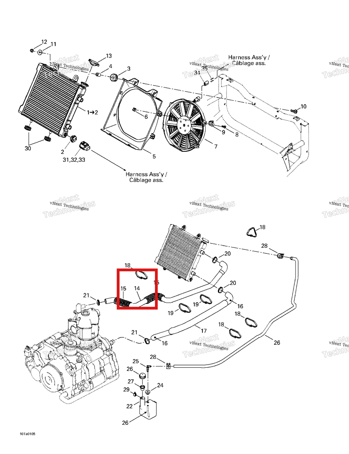 Деталь 709200006 на схеме узла 2001 Can-Am Traxter Footshift, Green/vert Cooling System