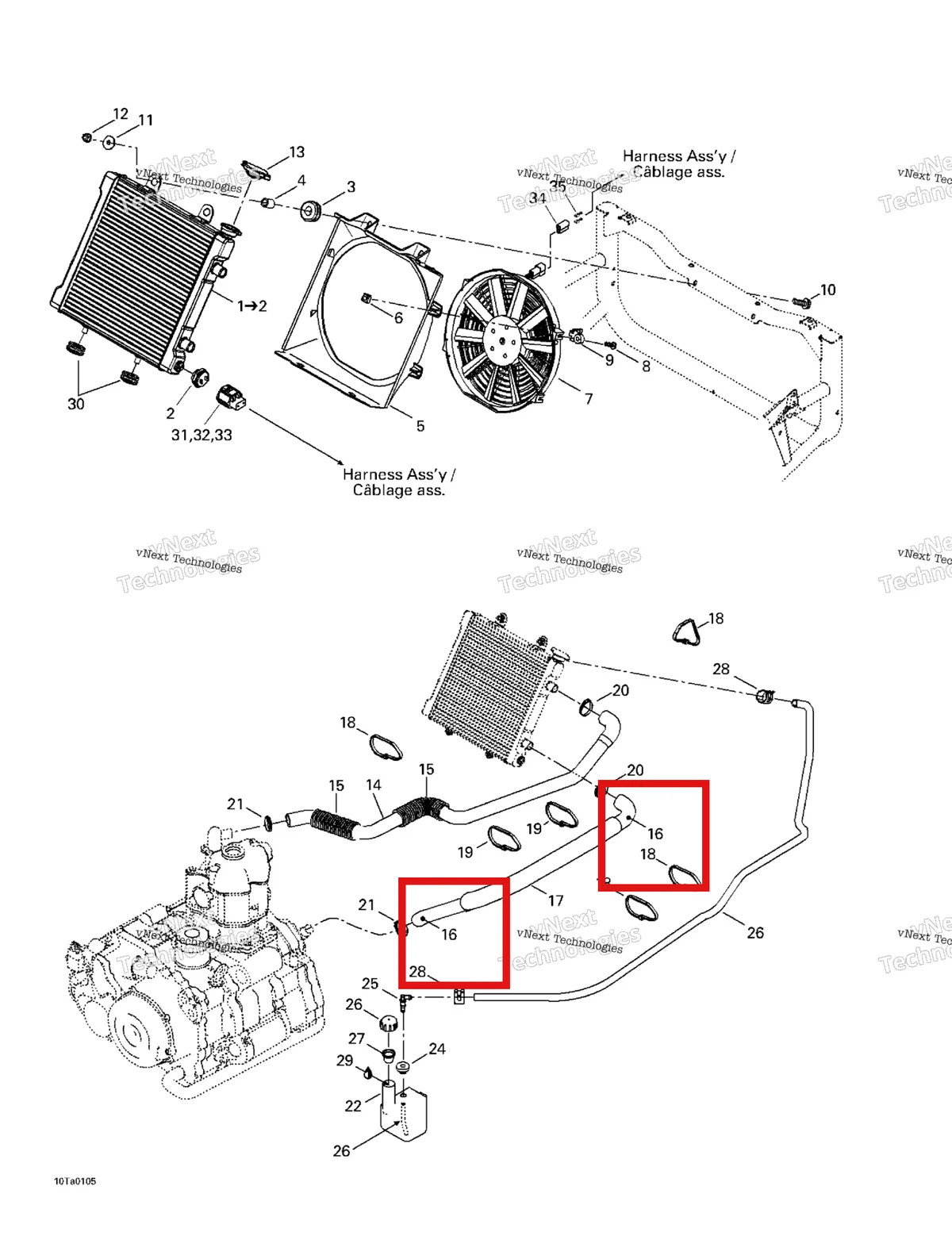 Деталь 709200007 на схеме узла 2001 Can-Am Traxter Footshift, Green/vert Cooling System
