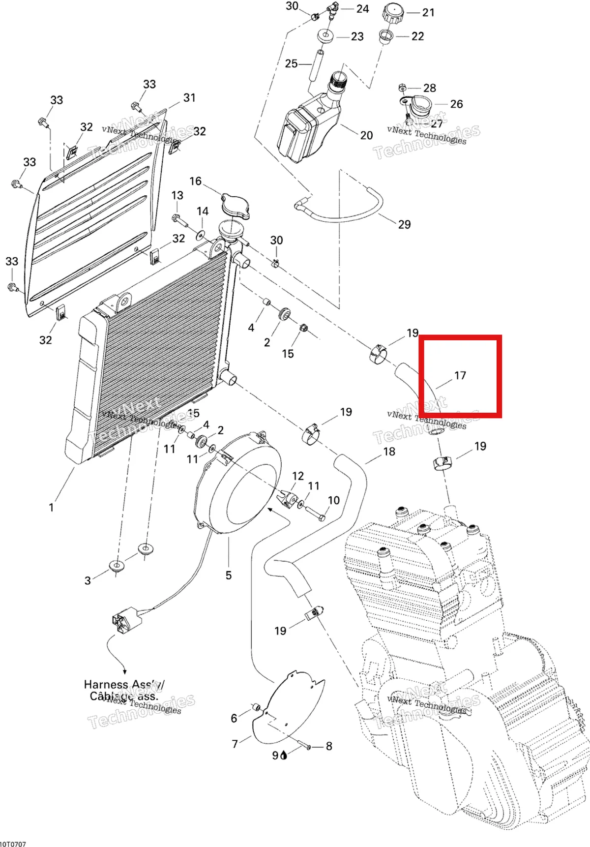 Деталь 709200021 на схеме узла 2007 Can-Am DS 650 X Cooling System
